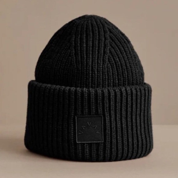 Varley Accessories - Varley Anthropologie Cresta Beanie Ribbed Black Winter Hat Merino Wool Blend